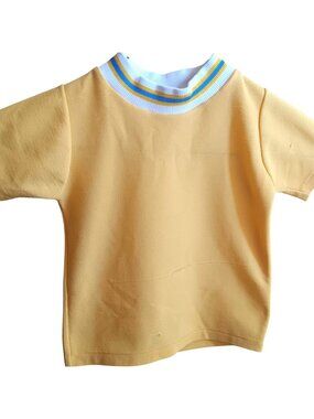 Vintage T-shirt Boys 4-5 1970s Yellow Short-Sleeve Ringer Collar Penneys